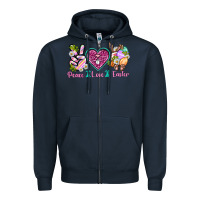 Navy Peace Love Easter Zipper Hoodie - Neo Western