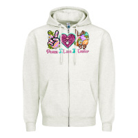 Oatmeal Heather Peace Love Easter Zipper Hoodie - Neo Western