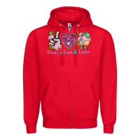 Red Peace Love Easter Zipper Hoodie - Neo Western