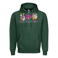 Sports Green Peace Love Easter Zipper Hoodie - Neo Western