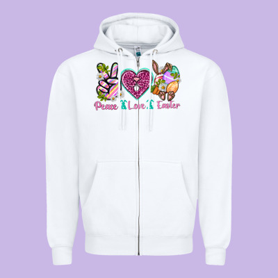 Peace Love Easter Zipper Hoodie Designed By Neo Western