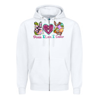 White Peace Love Easter Zipper Hoodie - Neo Western