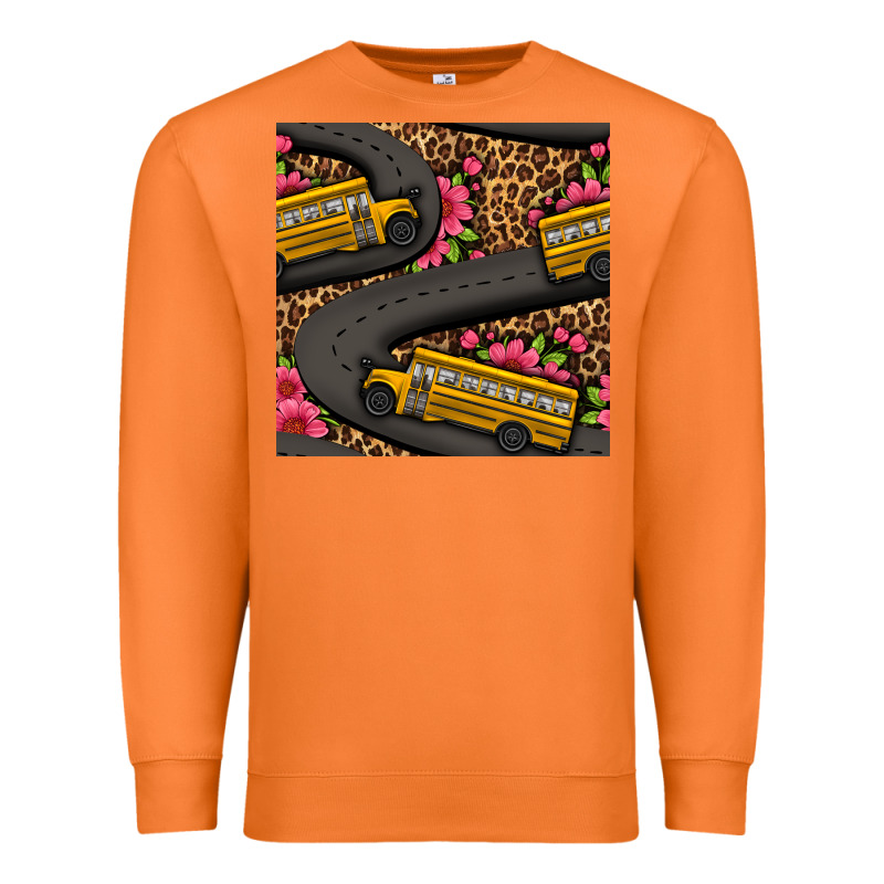 Flower Leopard School Bus Seamless Pattern Premium Sweatshirt by BundleAndBundleShop | Teevron