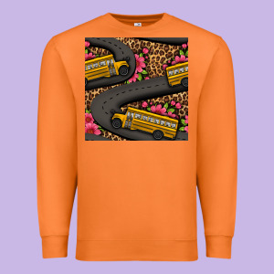 Flower Leopard School Bus Seamless Pattern Premium Sweatshirt Designed By Bundleandbundleshop