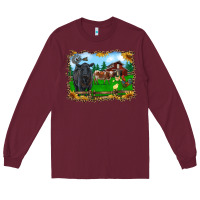 Burgundy western barnyard black angus cattle longhorn rooster and chicks Long Sleeve Tee - RanaPortraitStore