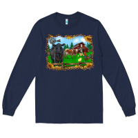 Navy western barnyard black angus cattle longhorn rooster and chicks Long Sleeve Tee - RanaPortraitStore