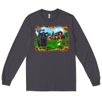 Smoke western barnyard black angus cattle longhorn rooster and chicks Long Sleeve Tee - RanaPortraitStore
