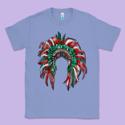 Mexican Flag Indian Headdress Classic Tee Designed By Ranaportraitstore