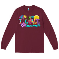 Burgundy i love summer Long Sleeve Tee - texasbilliewilder
