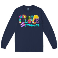 Navy i love summer Long Sleeve Tee - texasbilliewilder