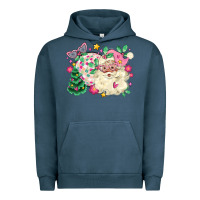 Pigment Midnight Navy pink santa and disco ball with christmas tree Urban Hoodie - MaliasSmallBusiness
