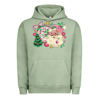 Pigment Oil Green pink santa and disco ball with christmas tree Urban Hoodie - MaliasSmallBusiness