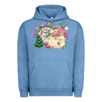 Pigment Pebble Blue pink santa and disco ball with christmas tree Urban Hoodie - MaliasSmallBusiness