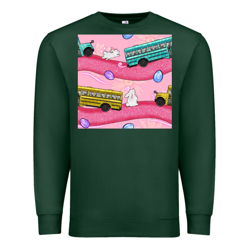 Easter School Bus Seamless Pattern Premium Sweatshirt by BundleAndBundleShop | Teevron