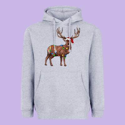 Reindeer Heavyweight Hoodie Designed By Jahusdesignshop