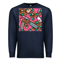 Navy Medicines And Pills Seamless Pattern Premium Sweatshirt - BundleAndBundleShop