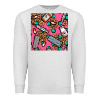 Oatmeal Heather Medicines And Pills Seamless Pattern Premium Sweatshirt - BundleAndBundleShop