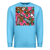 Ocean Blue Medicines And Pills Seamless Pattern Premium Sweatshirt - BundleAndBundleShop