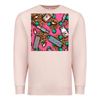 Pale Pink Medicines And Pills Seamless Pattern Premium Sweatshirt - BundleAndBundleShop