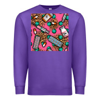 Purple Medicines And Pills Seamless Pattern Premium Sweatshirt - BundleAndBundleShop