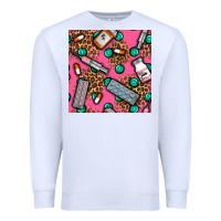 White Medicines And Pills Seamless Pattern Premium Sweatshirt - BundleAndBundleShop