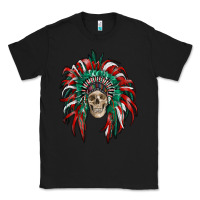 Black mexican flag indian headdress with  skull Classic Tee - RanaPortraitStore
