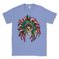 Colony Blue mexican flag indian headdress with  skull Classic Tee - RanaPortraitStore
