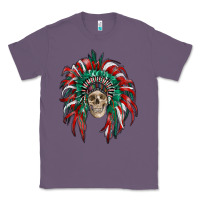 Lavender mexican flag indian headdress with  skull Classic Tee - RanaPortraitStore