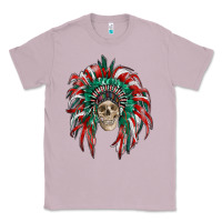 Lilac mexican flag indian headdress with  skull Classic Tee - RanaPortraitStore