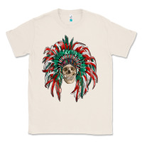 Natural mexican flag indian headdress with  skull Classic Tee - RanaPortraitStore