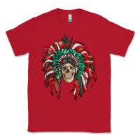 Red mexican flag indian headdress with  skull Classic Tee - RanaPortraitStore