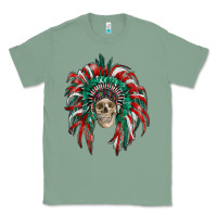 Sage mexican flag indian headdress with  skull Classic Tee - RanaPortraitStore
