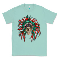 Seafoam mexican flag indian headdress with  skull Classic Tee - RanaPortraitStore