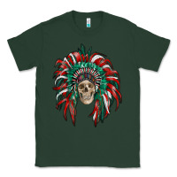 Sports Green mexican flag indian headdress with  skull Classic Tee - RanaPortraitStore