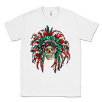 White mexican flag indian headdress with  skull Classic Tee - RanaPortraitStore
