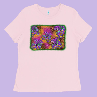 Mardi Gras Mask Background Ladies Tee Designed By Barkaloodesign