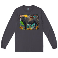Smoke black angus bull with aztec and farm background Long Sleeve Tee - RanaPortraitStore