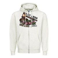 Oatmeal Heather just a woman who loves justice Zipper Hoodie - SublimationCraftShop