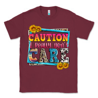 Burgundy caution i really don't care Classic Tee - Zillion Design Studio