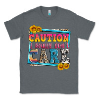 Charcoal Heather caution i really don't care Classic Tee - Zillion Design Studio