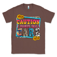 Chestnut caution i really don't care Classic Tee - Zillion Design Studio