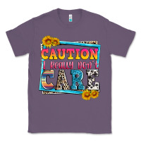 Lavender caution i really don't care Classic Tee - Zillion Design Studio