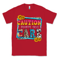Red caution i really don't care Classic Tee - Zillion Design Studio