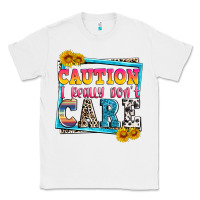 White caution i really don't care Classic Tee - Zillion Design Studio