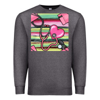 Charcoal Heather Nurse Stethoscope Seamless Pattern Premium Sweatshirt - BundleAndBundleShop