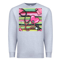 Heather Grey Nurse Stethoscope Seamless Pattern Premium Sweatshirt - BundleAndBundleShop