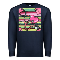 Navy Nurse Stethoscope Seamless Pattern Premium Sweatshirt - BundleAndBundleShop