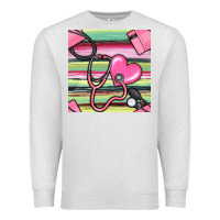 Oatmeal Heather Nurse Stethoscope Seamless Pattern Premium Sweatshirt - BundleAndBundleShop