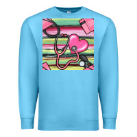 Ocean Blue Nurse Stethoscope Seamless Pattern Premium Sweatshirt - BundleAndBundleShop