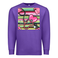 Purple Nurse Stethoscope Seamless Pattern Premium Sweatshirt - BundleAndBundleShop